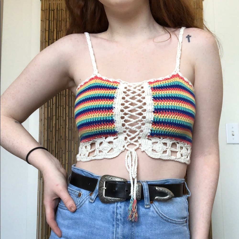 Rainbow Crotchet Crop Top